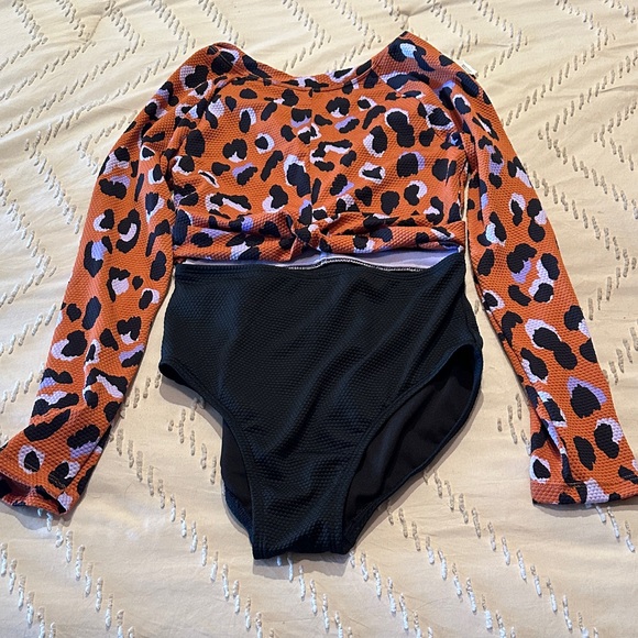 art class Other - Art Class Orange and Black Leopard Print kid’s one piece bathing suit